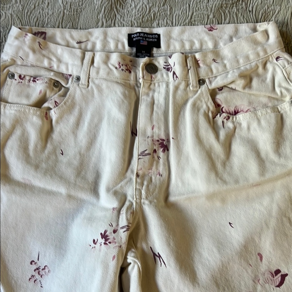 Ralph Lauren Off-White Jeans with Purple Accents